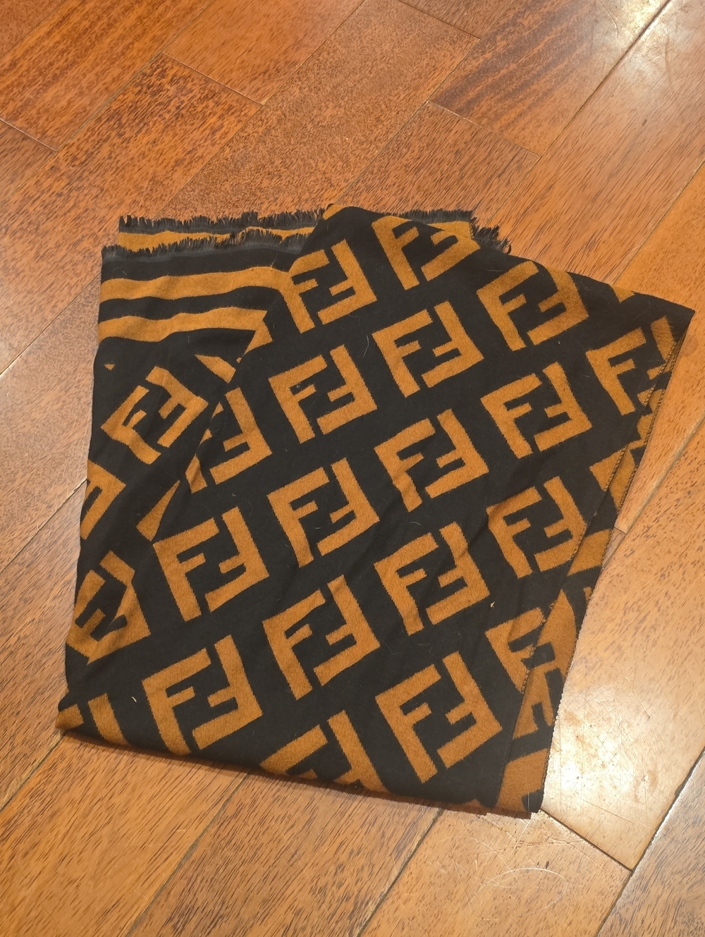 Fendi Men's Logo Scarf - Black and Brown